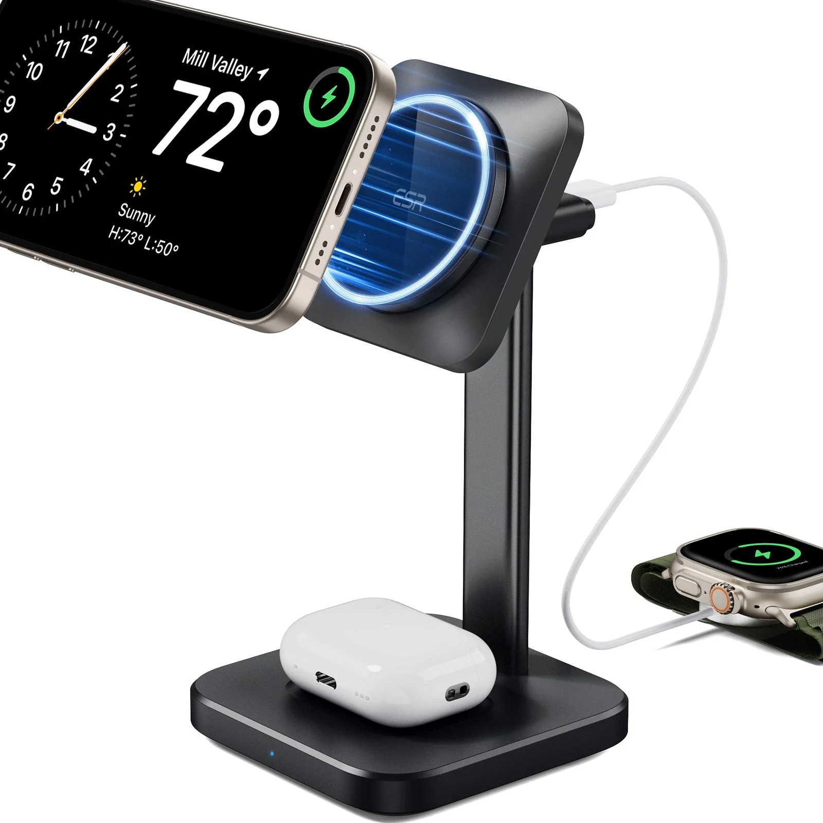 2-in-1 Watch Wireless Charging Set (HaloLock) - White - AU PLUG - Image 4