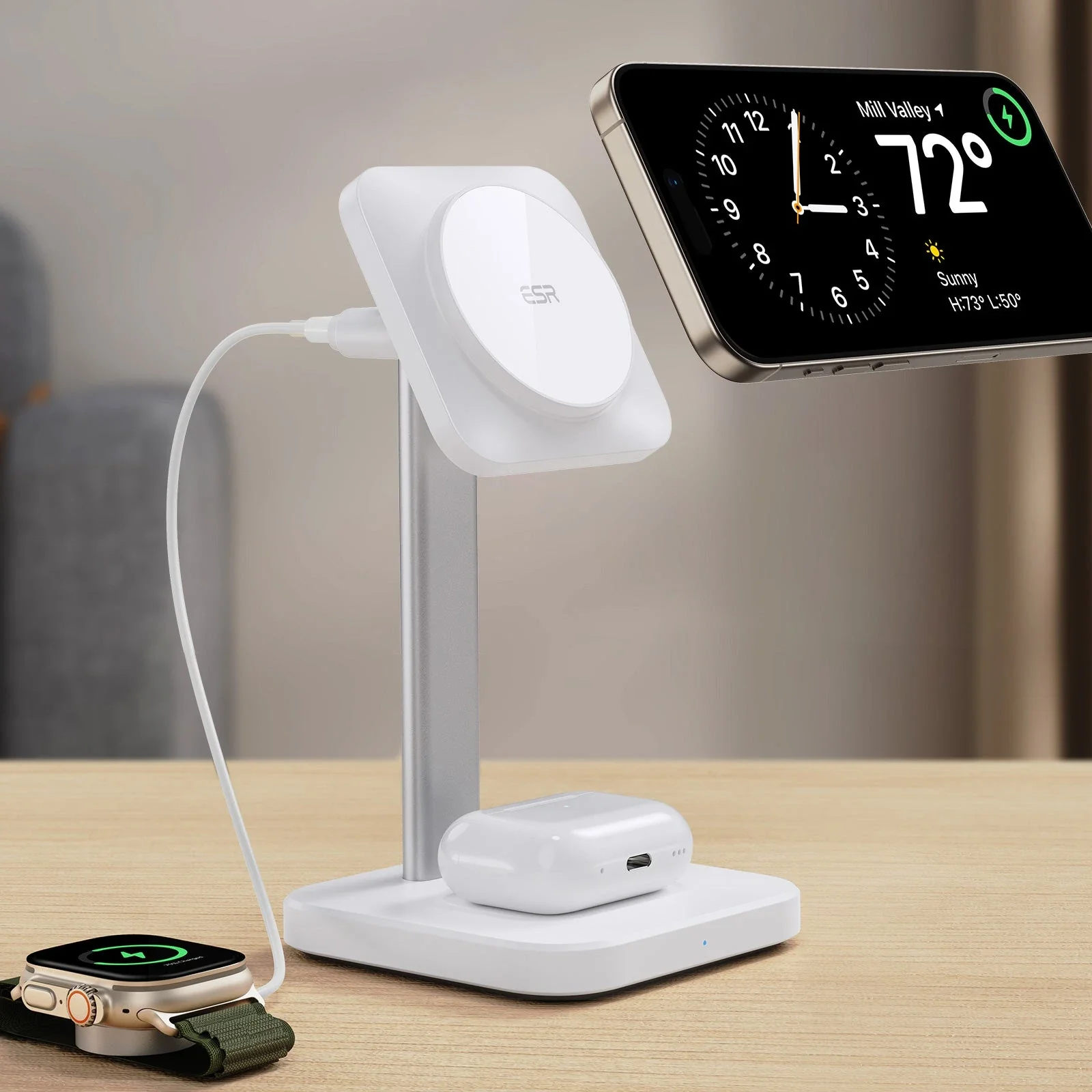 2-in-1 Watch Wireless Charging Set (HaloLock) - White - AU PLUG - Image 5