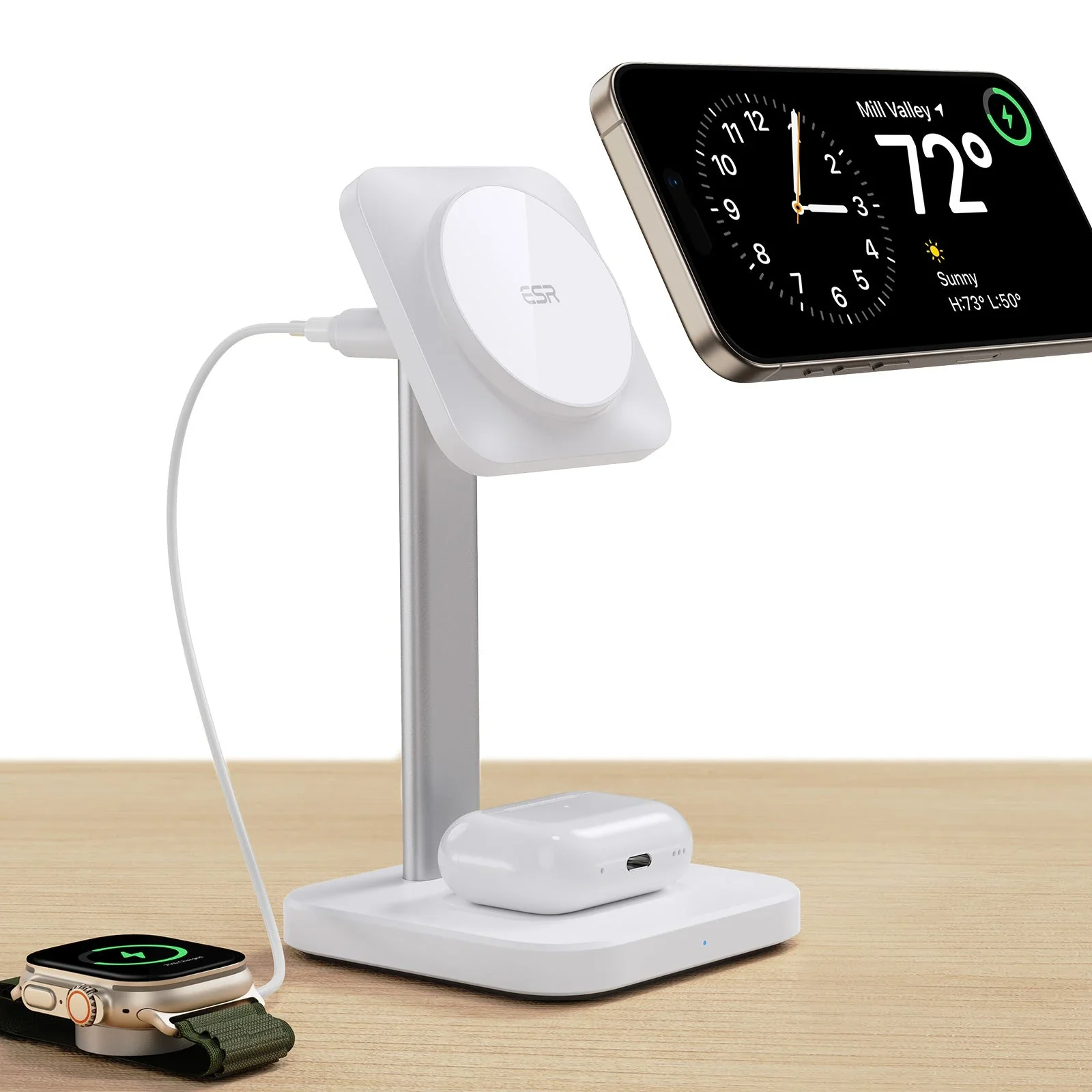 2-in-1 Watch Wireless Charging Set (HaloLock) - White - AU PLUG - Image 6