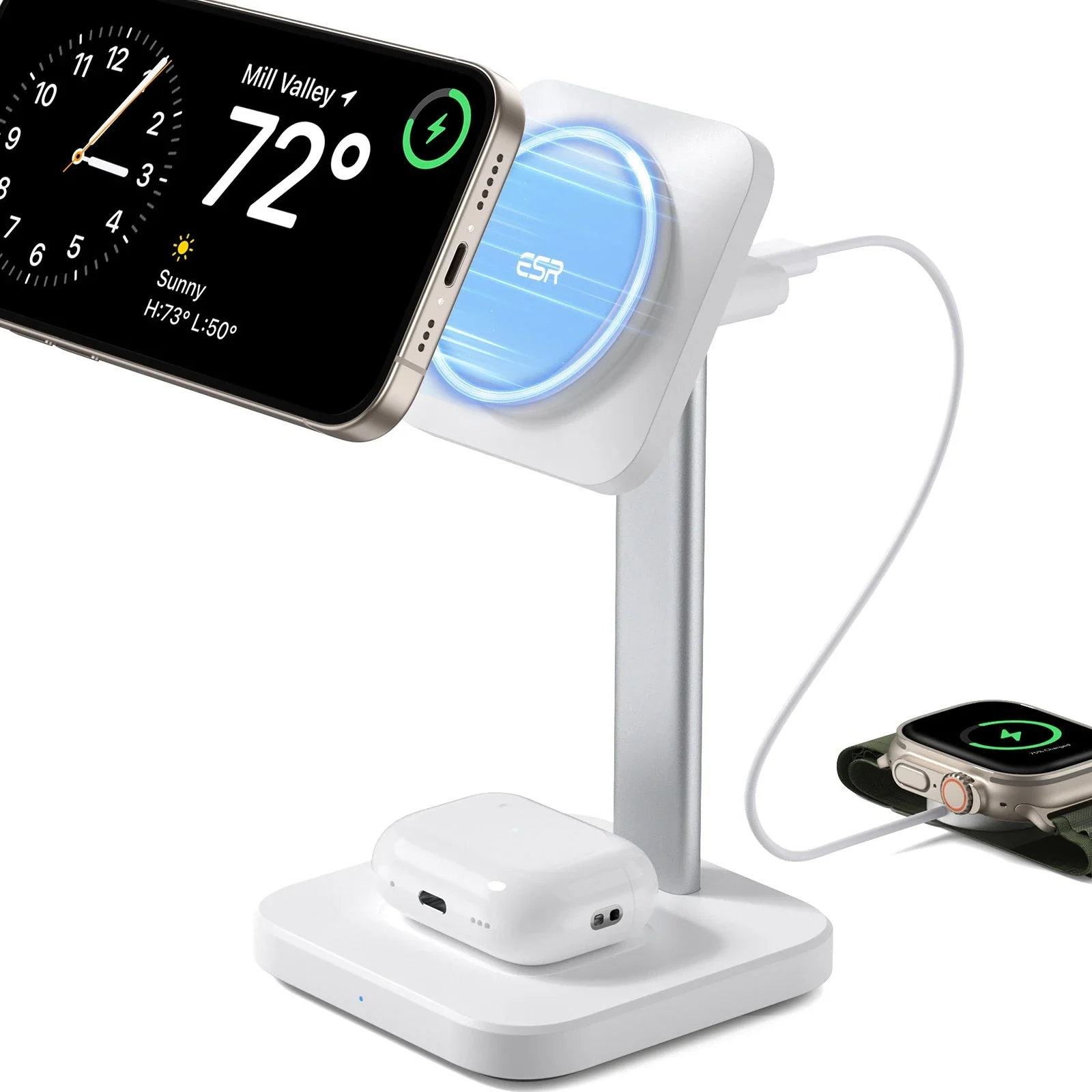 2-in-1 Watch Wireless Charging Set (HaloLock) - White - AU PLUG - Image 7