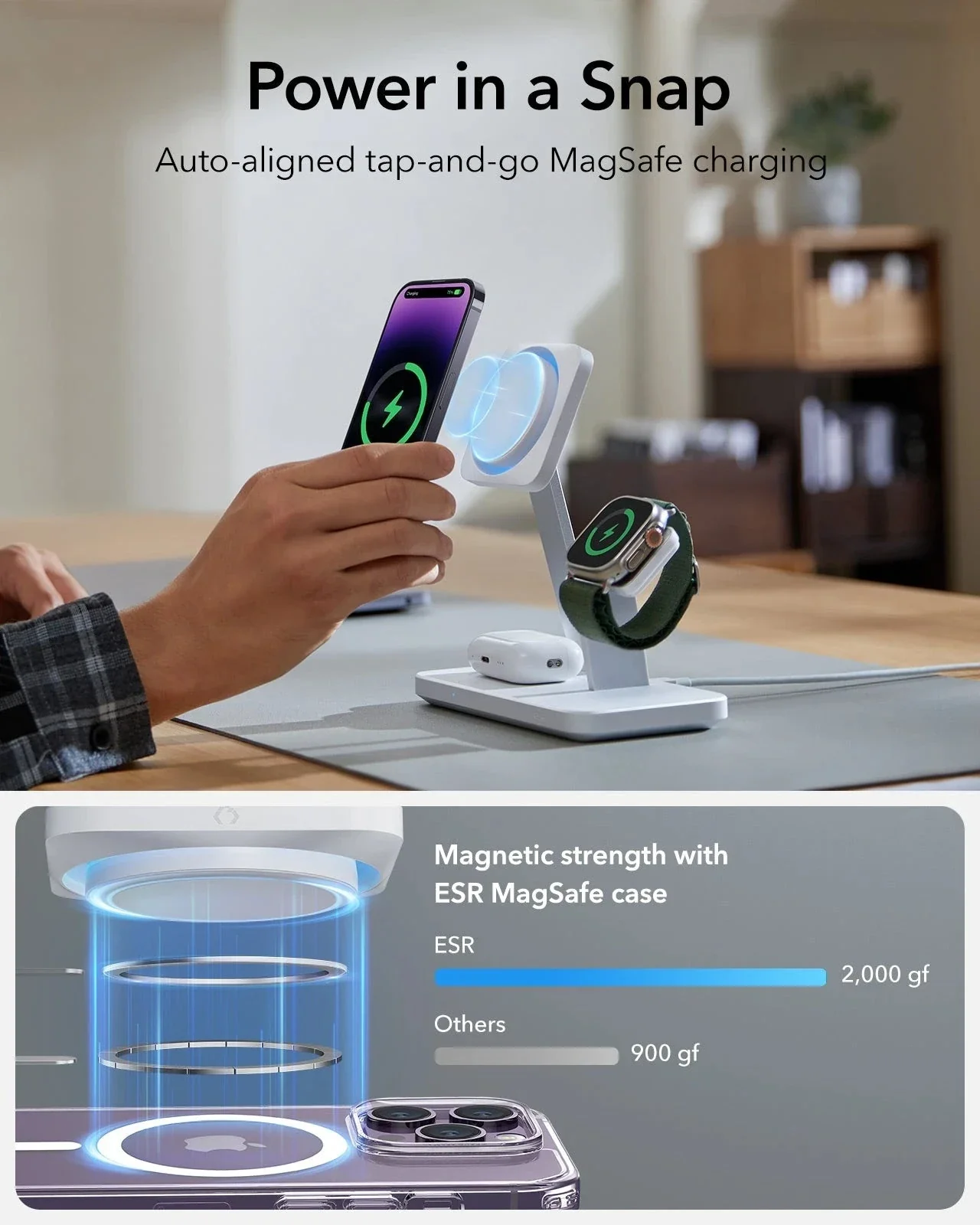 25W 3-in-1 Wireless Charger with MagSafe + CryoBoost - US Plug - Image 7