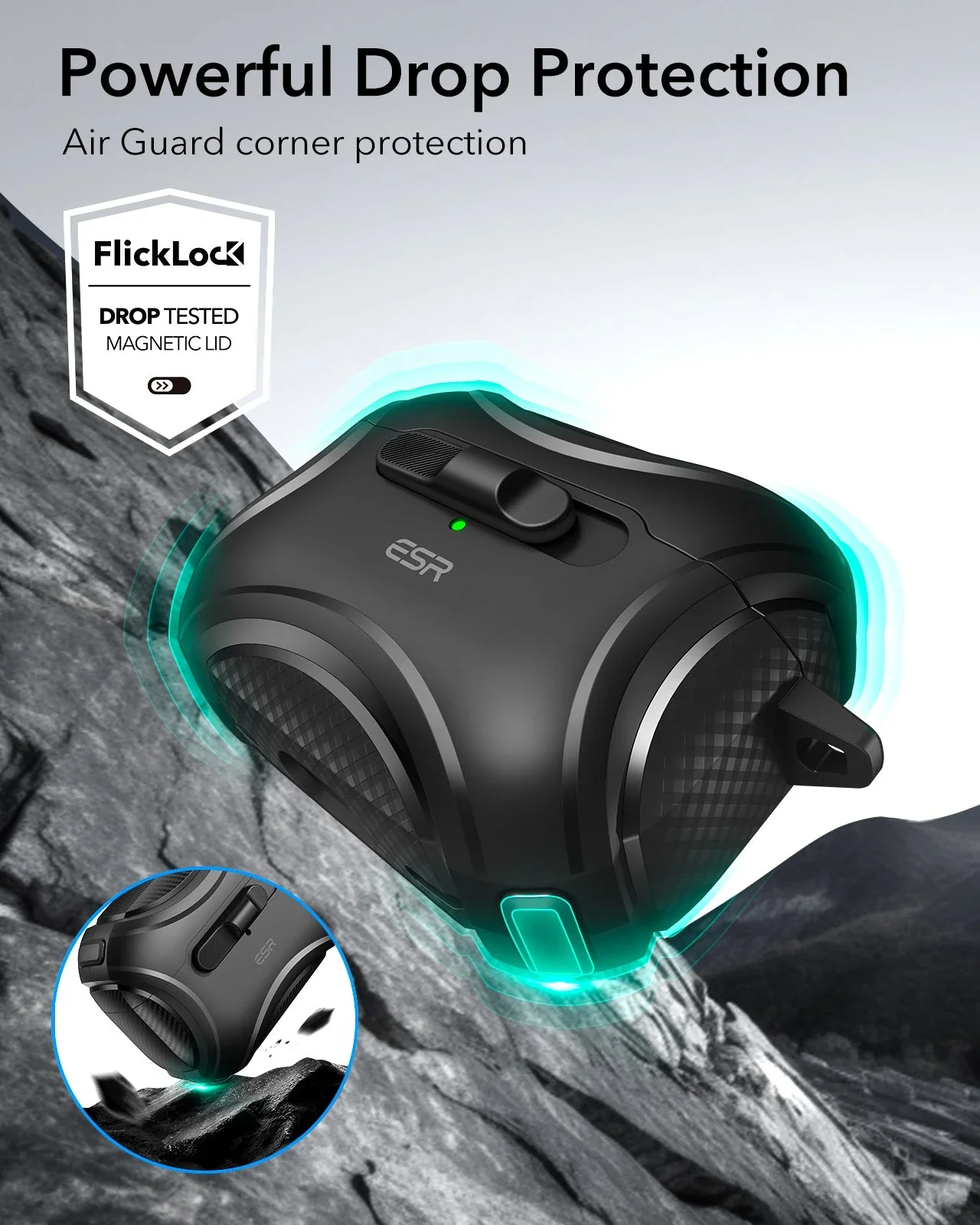 AirPods Pro (2023/2022/2019) Cyber FlickLock Case (HaloLock) - Titanium - Image 6