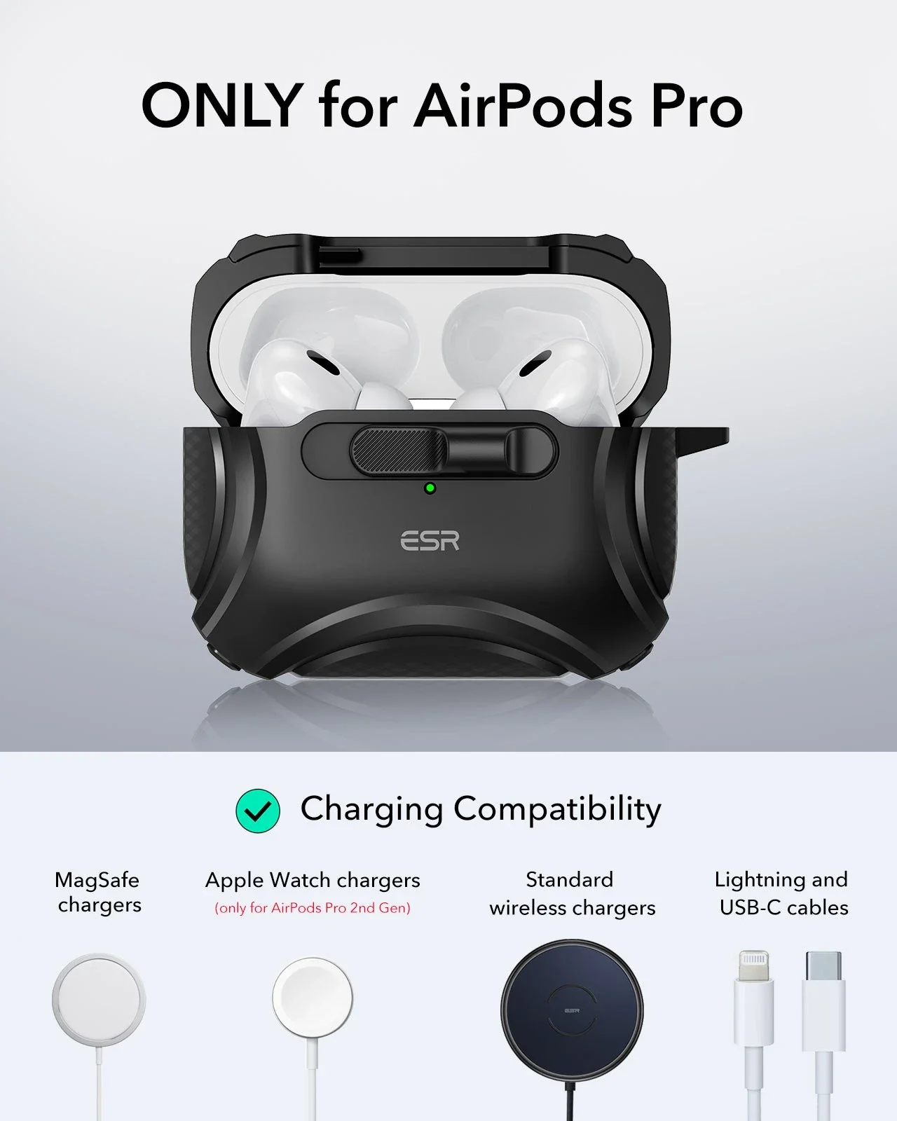 AirPods Pro (2023/2022/2019) Cyber FlickLock Case (HaloLock) - Titanium - Image 9