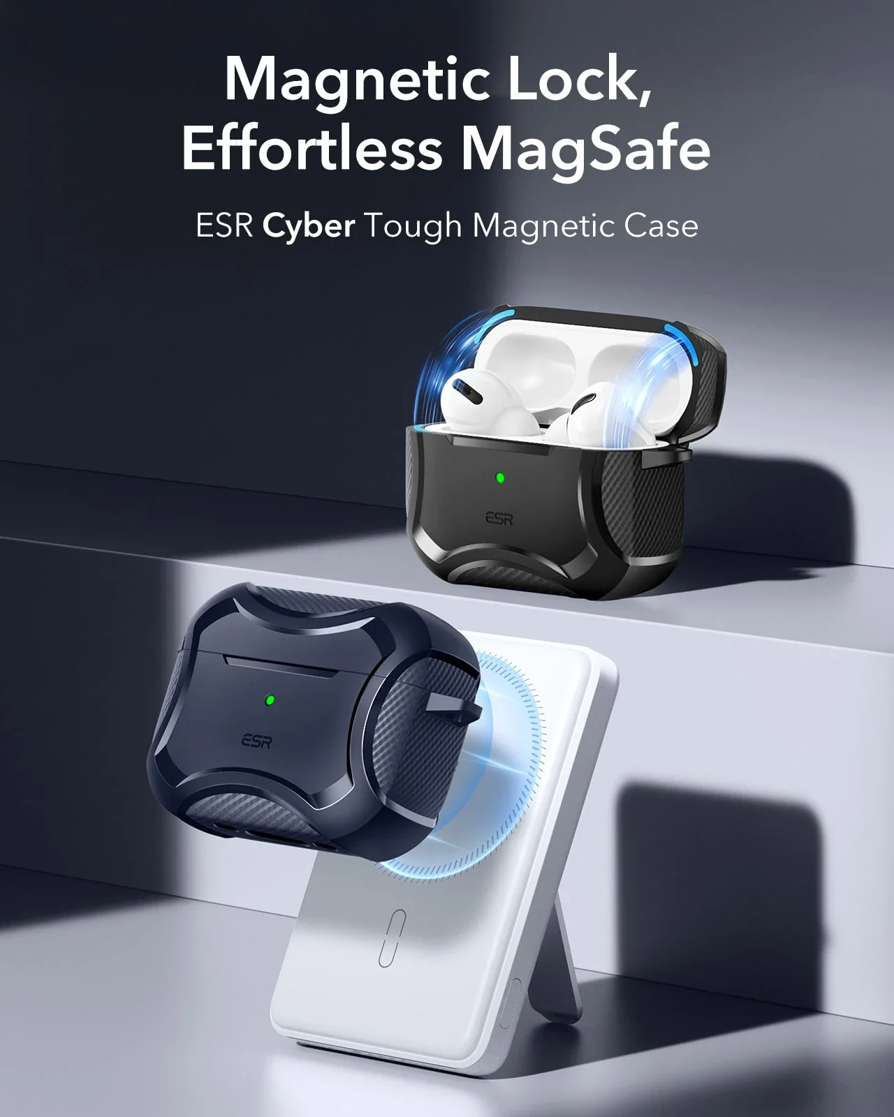 AirPods Pro 3 Cyber Tough Magnetic Case - Navy Blue - Image 3