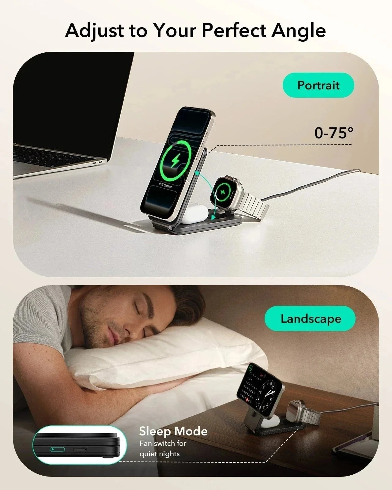 25W CryoBoost Foldable 3-in-1 Magnetic Charger and AirPods Pro 3 Pulse FlickLock Case Bundle – US Plug-Black - Image 9