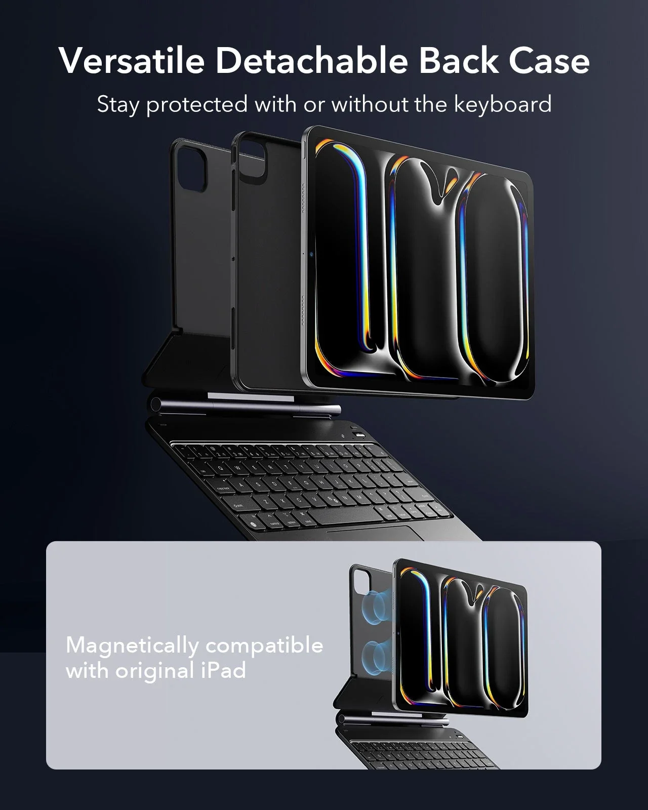 iPad Pro 11ʺ (2025) Bundle Rebound Magnetic Keyboard Case 360 & Paper-Feel Screen Protectors - US Layout-Black - Image 5
