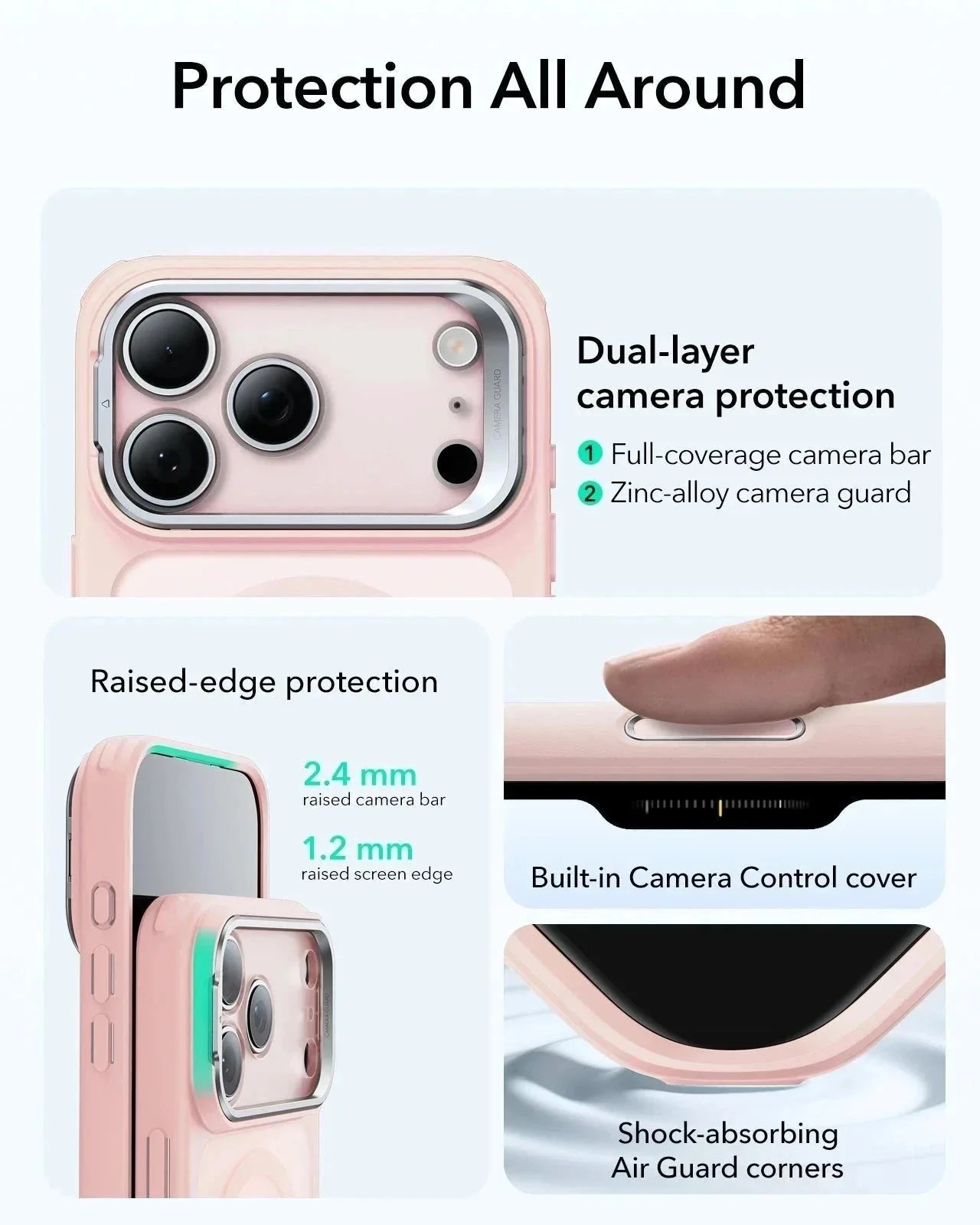 iPhone 17 Pro Bundle Classic Hybrid Magnetic Case (Camera Control, Stash Stand) and Armorite Screen Protector - Frosted Bubblegum Pink - Image 3