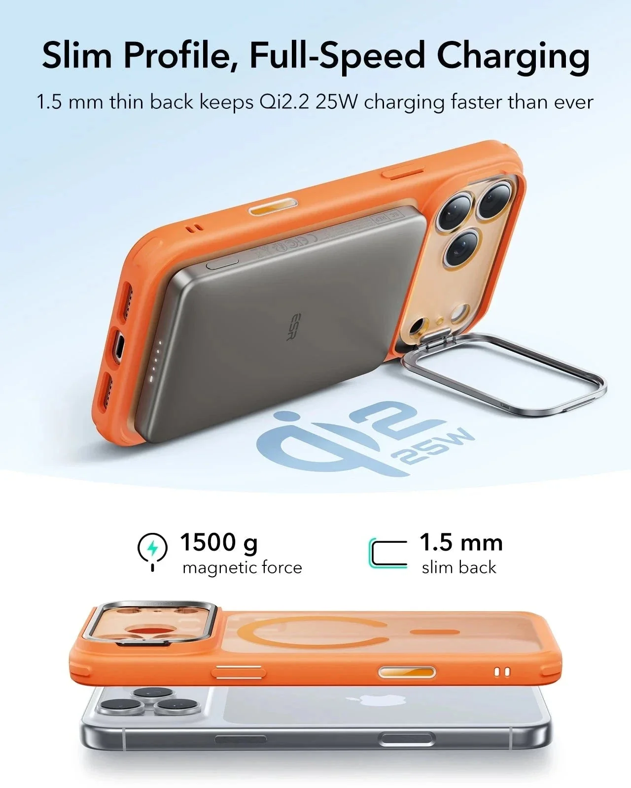 iPhone 17 Pro Max Classic Hybrid Magnetic Case (Camera Control, Stash Stand) - Frosted Orange - Image 6