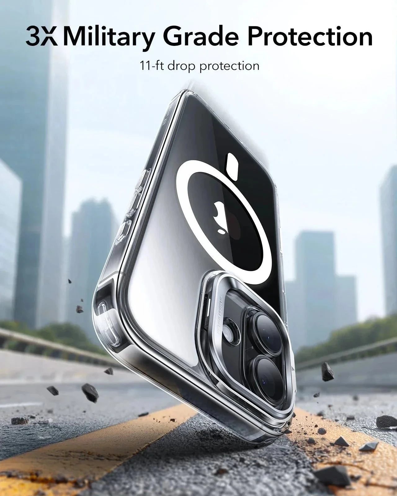 iPhone 17 Bundle Classic Hybrid Magnetic Case (Camera Control, Stash Stand) and Armorite Privacy Screen Protector - Clear - Image 3