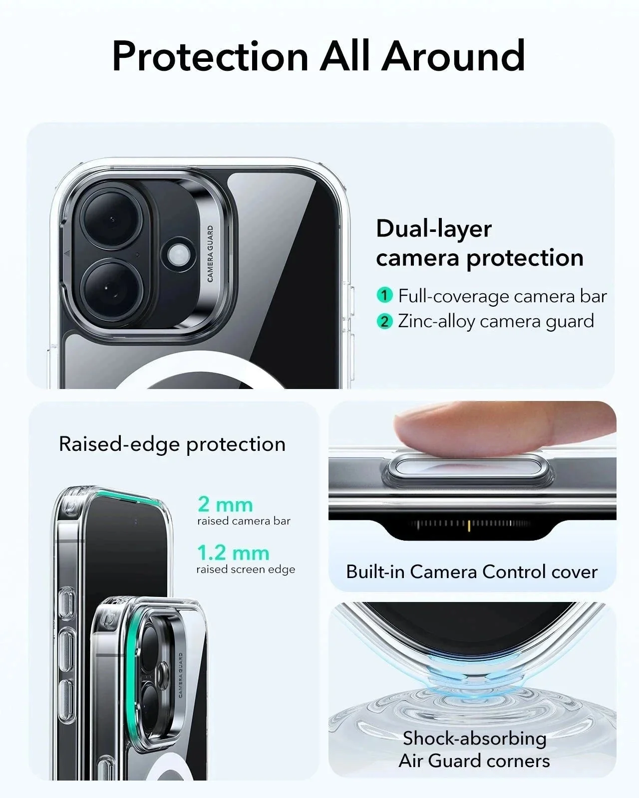 iPhone 17 Bundle Classic Hybrid Magnetic Case (Camera Control, Stash Stand) and Armorite Privacy Screen Protector - Clear - Image 4