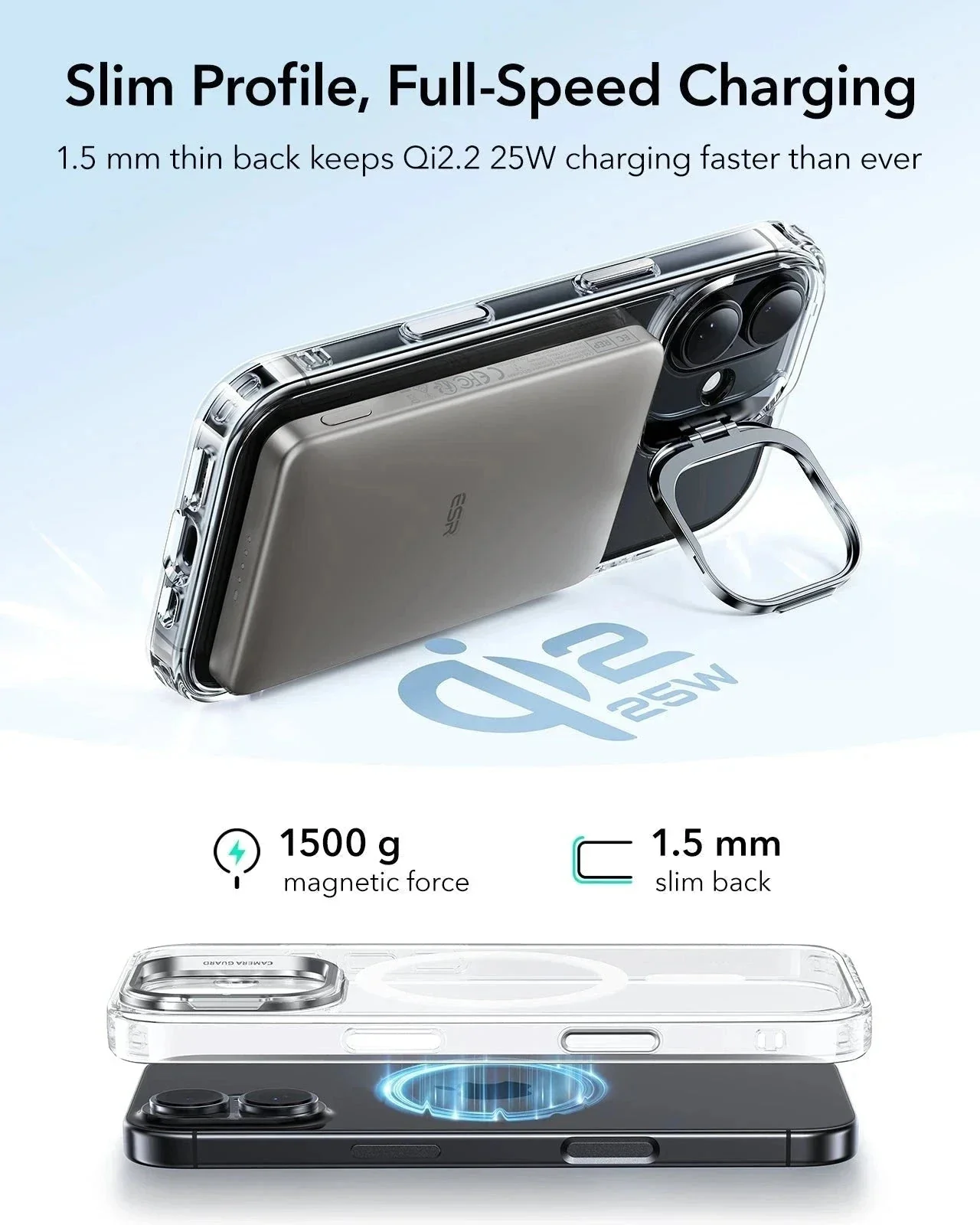 iPhone 17 Bundle Classic Hybrid Magnetic Case (Camera Control, Stash Stand) and Armorite Privacy Screen Protector - Clear - Image 6