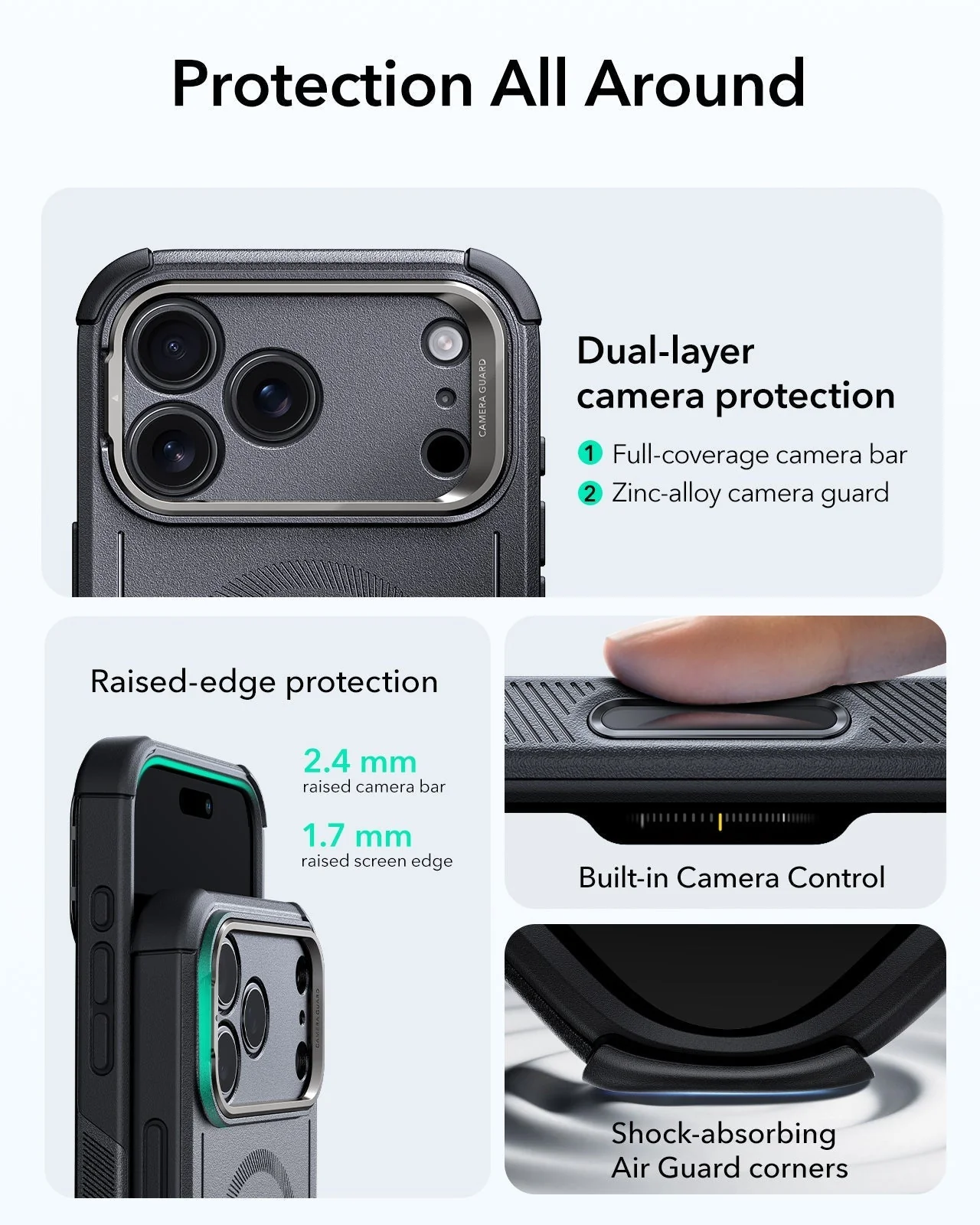 iPhone 17 Pro Max Bundle Cyber Tough Magnetic Case (Camera Control, Stash Stand) and Armorite Screen Protector - Space Gray - Image 3