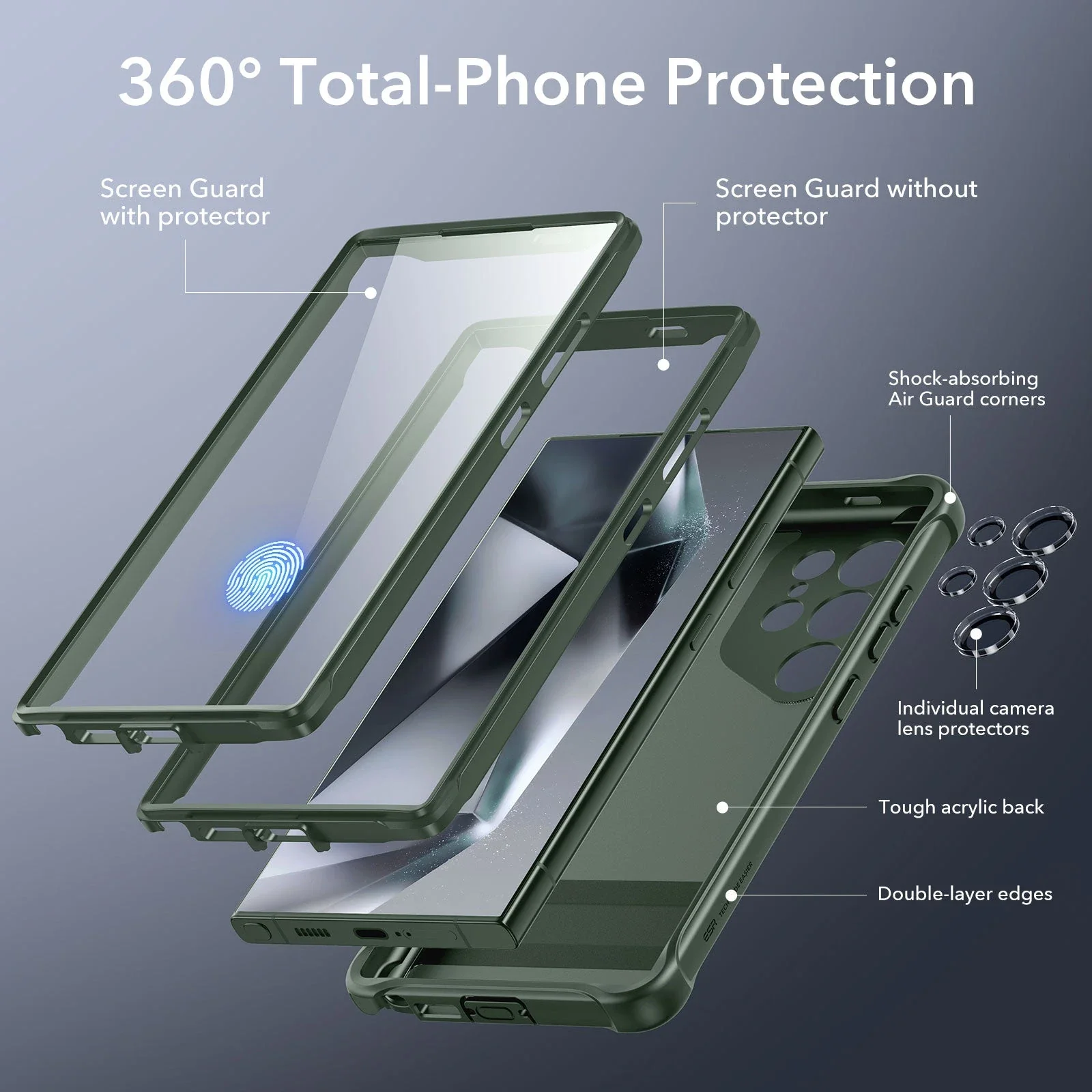 Galaxy S24 Ultra Armor Kickstand Case - Frosted Green - Image 3