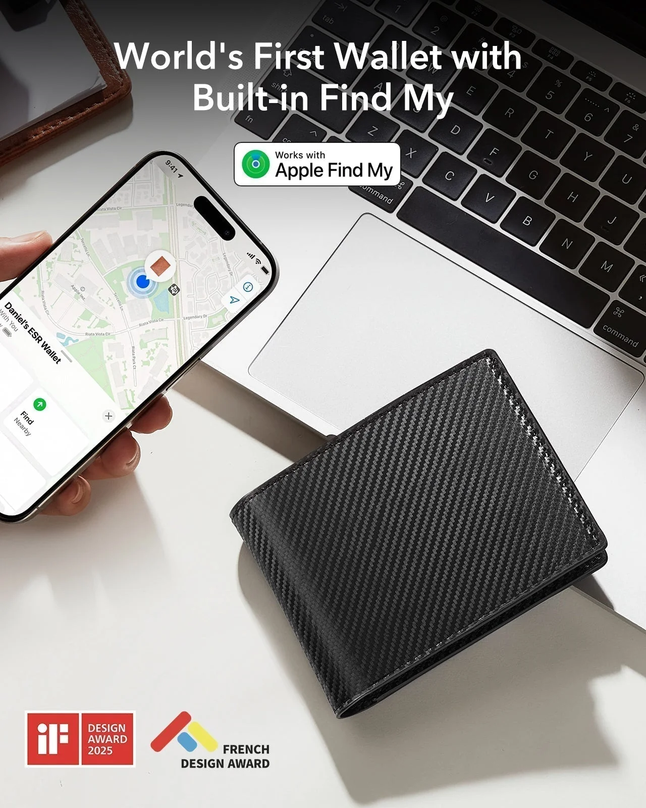 Geo Wallet with Find My - Black Carbon Fiber - Image 3