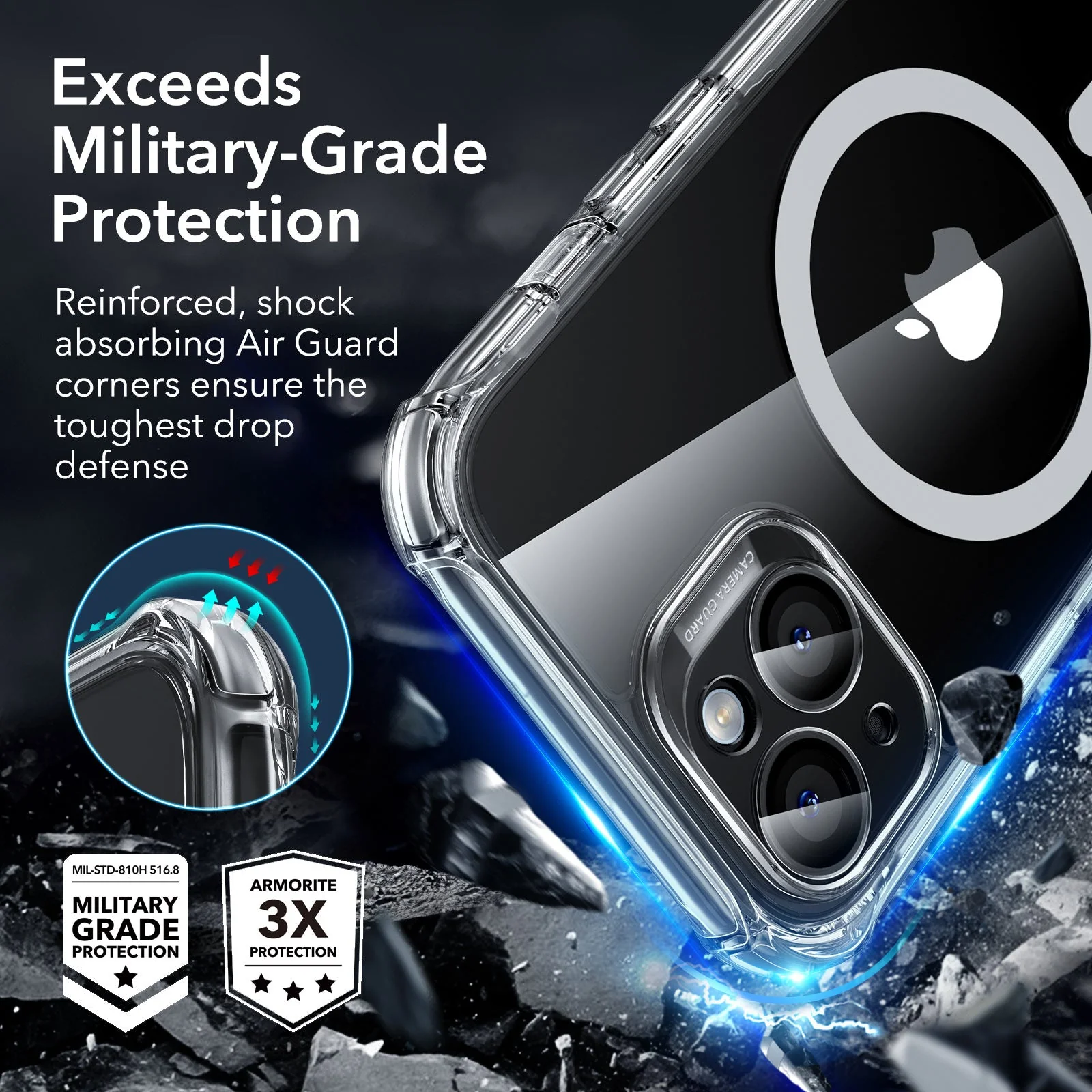 iPhone 15 Armor Tough Case (HaloLock) - Clear - Image 3