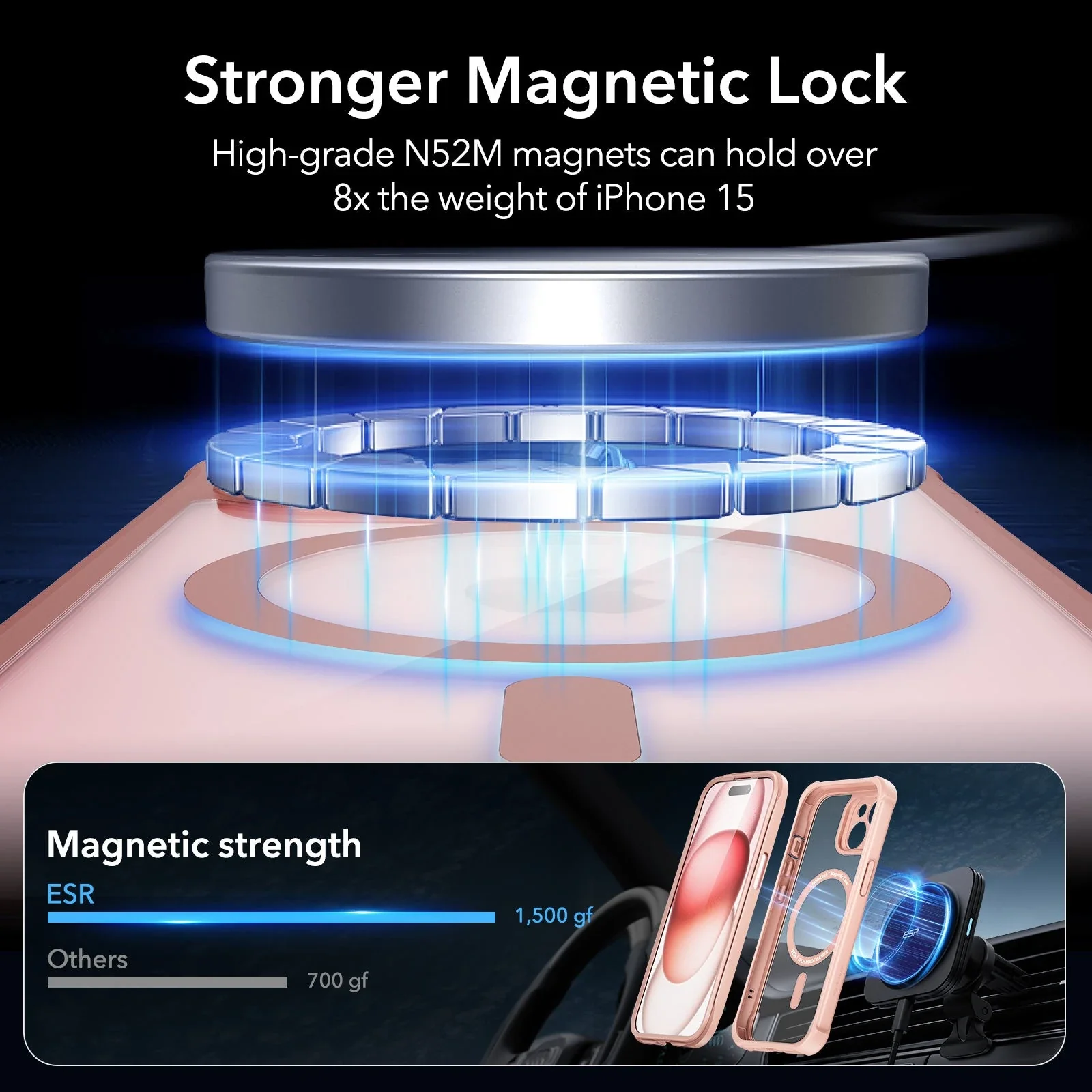 iPhone 15 Armor Tough Case (HaloLock) - Clear Pink - Image 4
