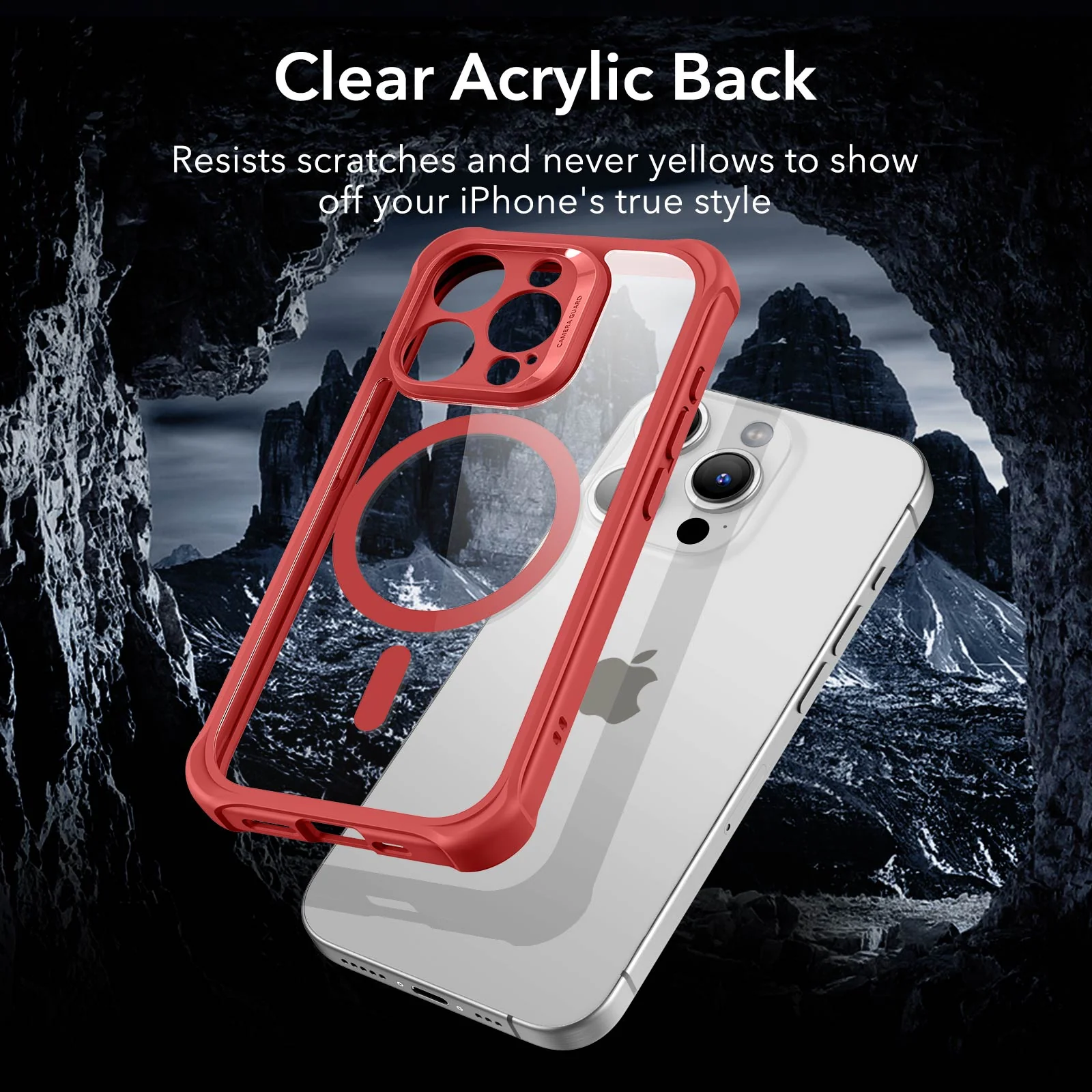 iPhone 15 Pro Armor Tough Case (HaloLock) - Clear Red - Image 7
