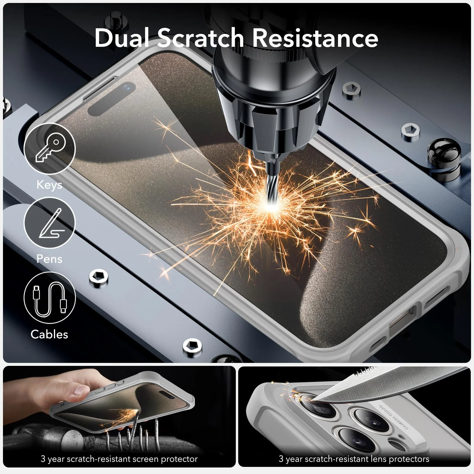 iPhone 15 Pro Max Armor Tough Case (HaloLock) - Clear Grey - Image 6