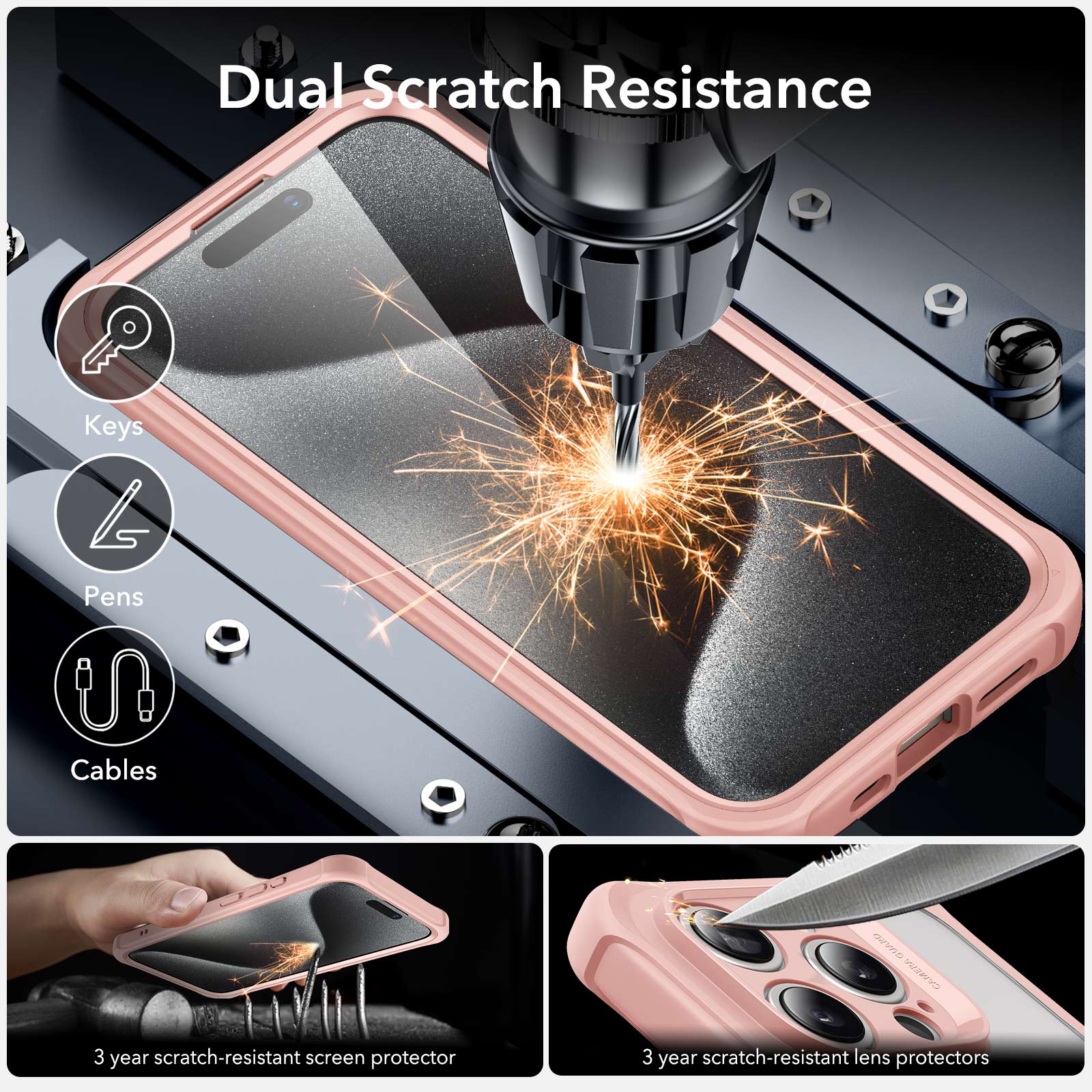 iPhone 15 Pro Max Armor Tough Case (HaloLock) - Clear Pink - Image 6