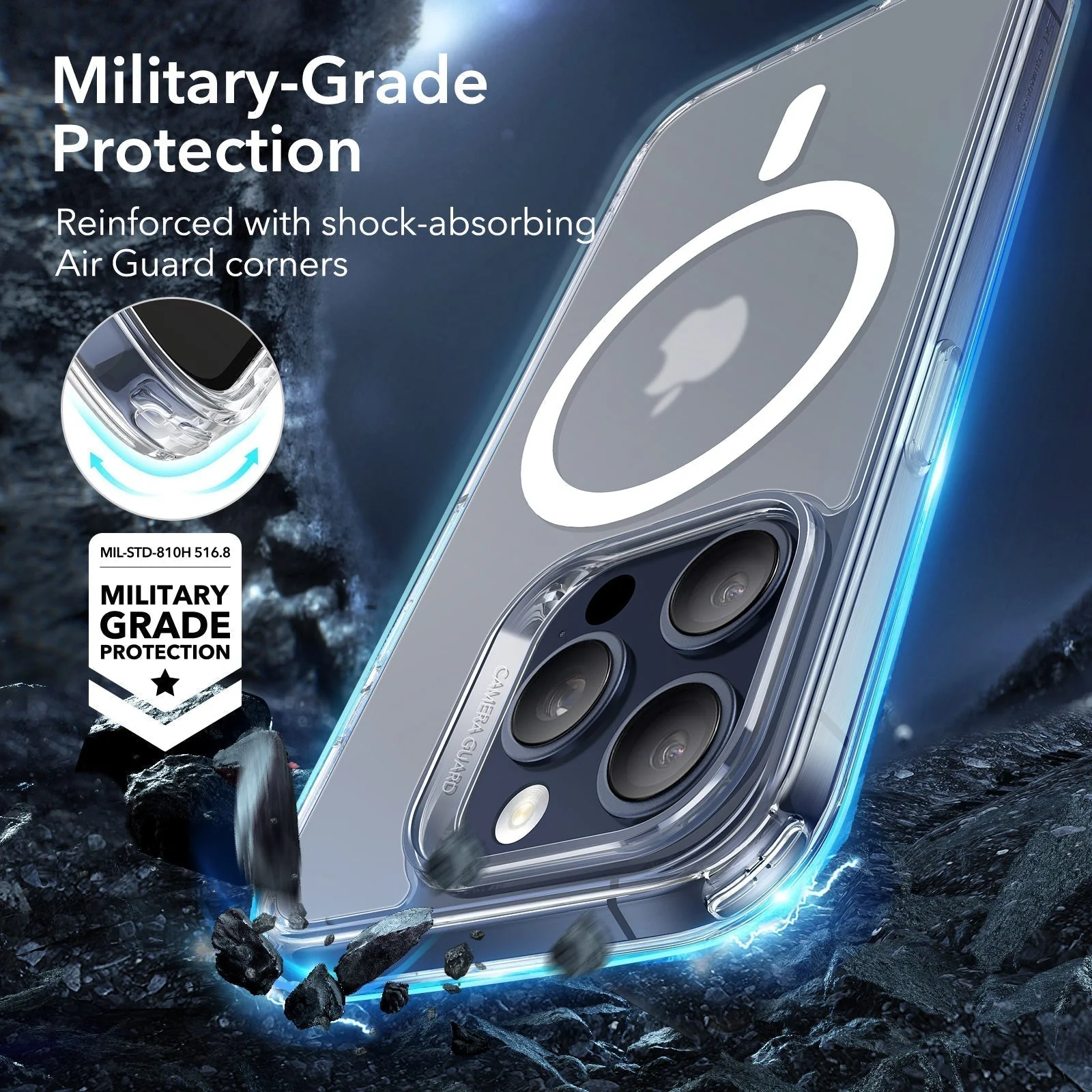 iPhone 15 Pro Max Classic Hybrid Case (HaloLock) - Clear - Image 6