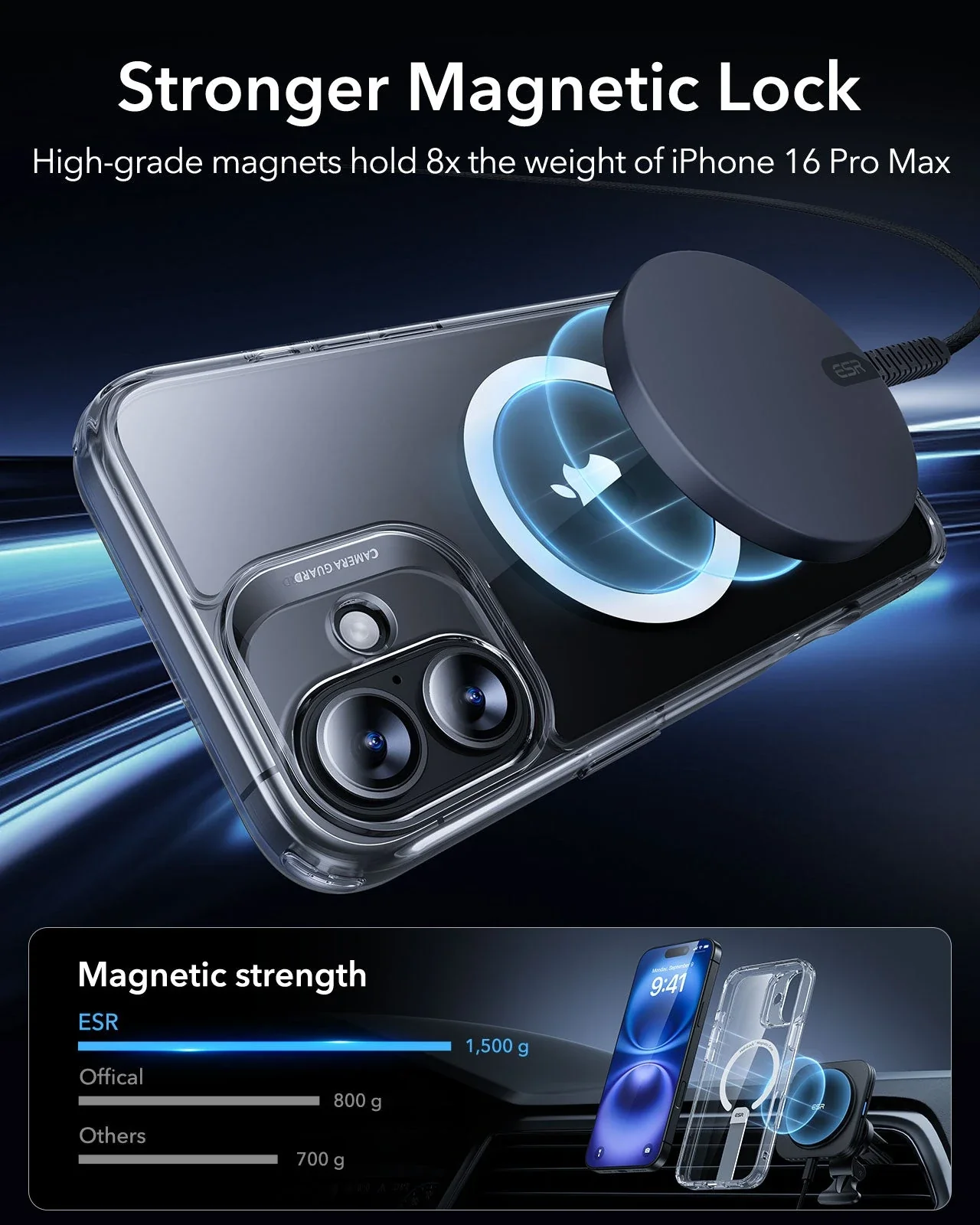 iPhone 16 Boost Flickstand Case (HaloLock) - Clear Blue - Image 3
