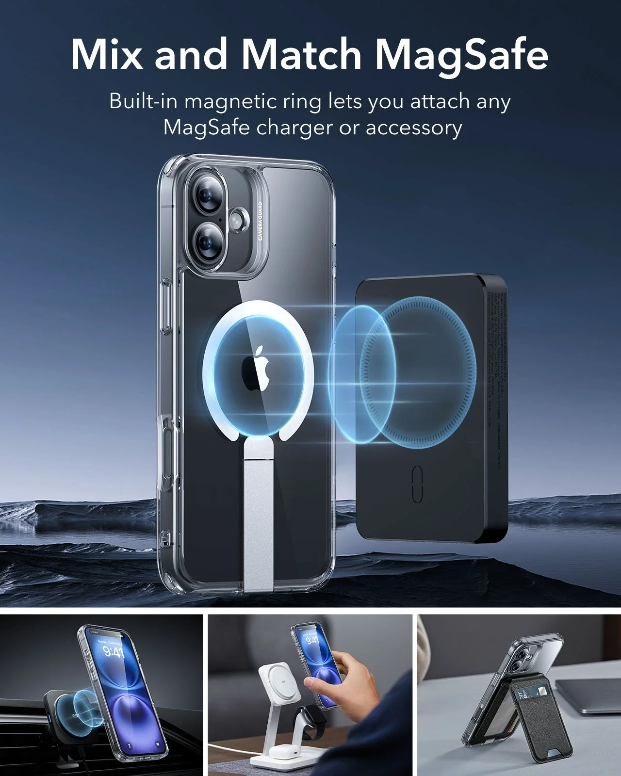 iPhone 16 Boost Flickstand Case (HaloLock) - Clear Blue - Image 5