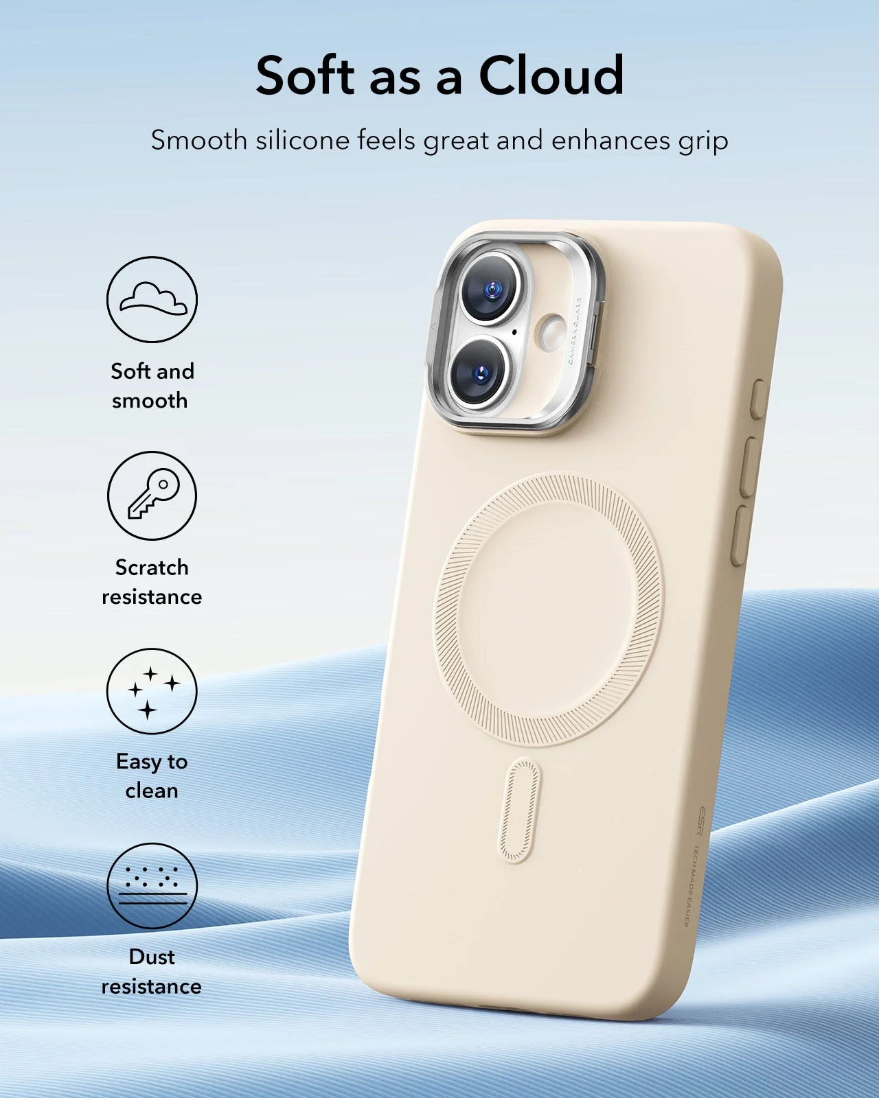iPhone 16 Plus Cloud Soft Case with Stash Stand (HaloLock) - Blue - Image 8