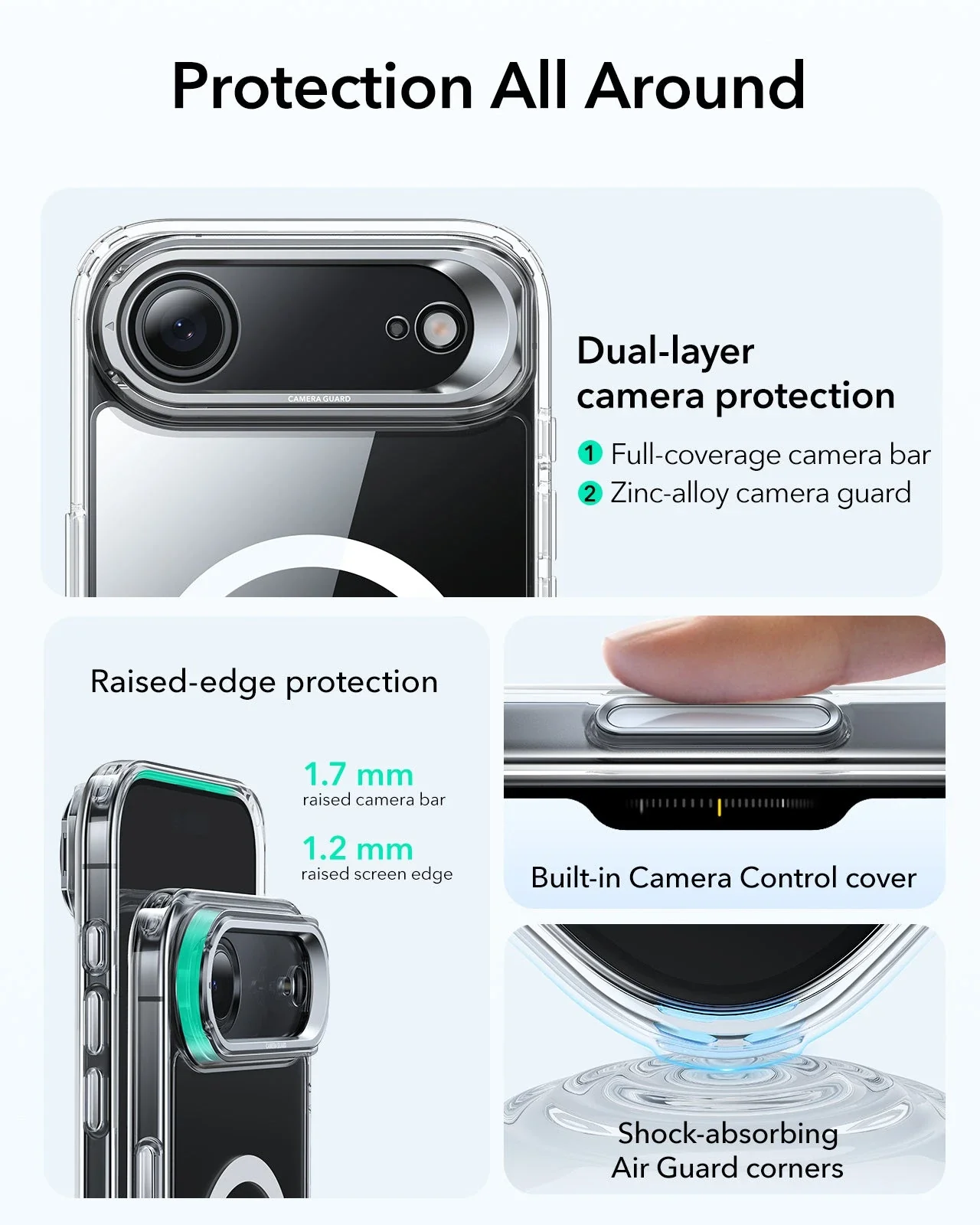 iPhone Air Classic Hybrid Magnetic Case (Camera Control, Stash Stand) - Clear - Image 4