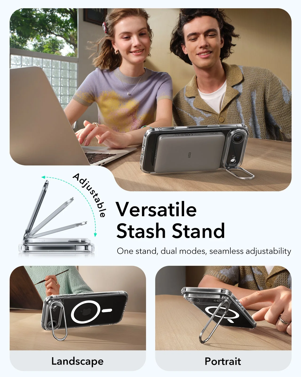 iPhone Air Classic Hybrid Magnetic Case (Camera Control, Stash Stand) - Clear - Image 5