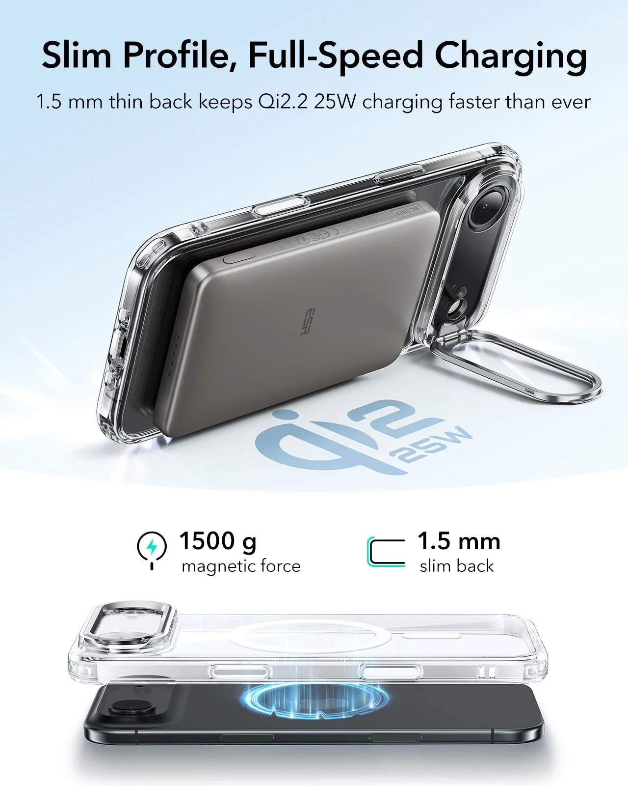 iPhone Air Classic Hybrid Magnetic Case (Camera Control, Stash Stand) - Clear - Image 6