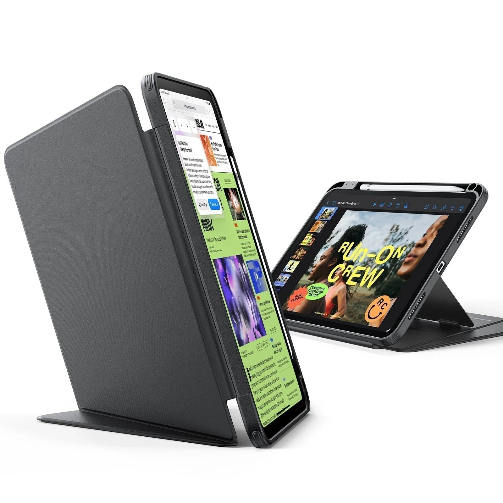 iPad 10th Generation Flip Magnetic Case with Pencil Holder - Black - Image 3