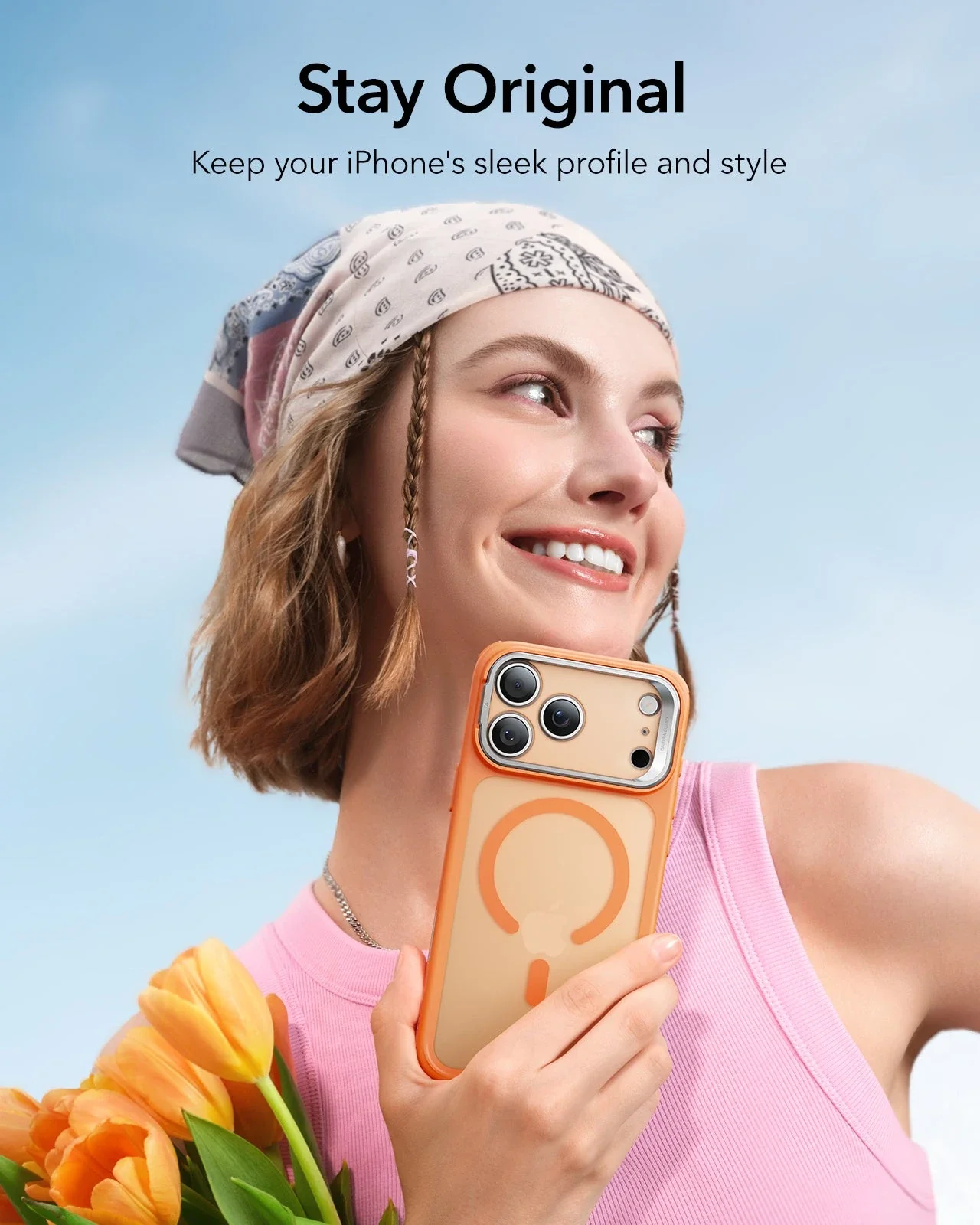 iPhone 17 Pro Max Classic Hybrid Magnetic Case (Camera Control, Stash Stand) - Frosted Orange - Image 8