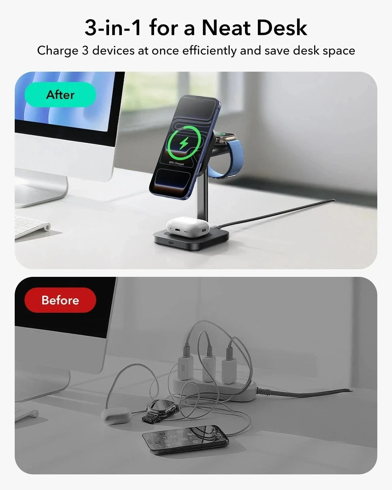 CryoBoost 3-in-1 Magnetic Charging Station (25W, Qi2.2)  - JP Plug–Black - Image 5