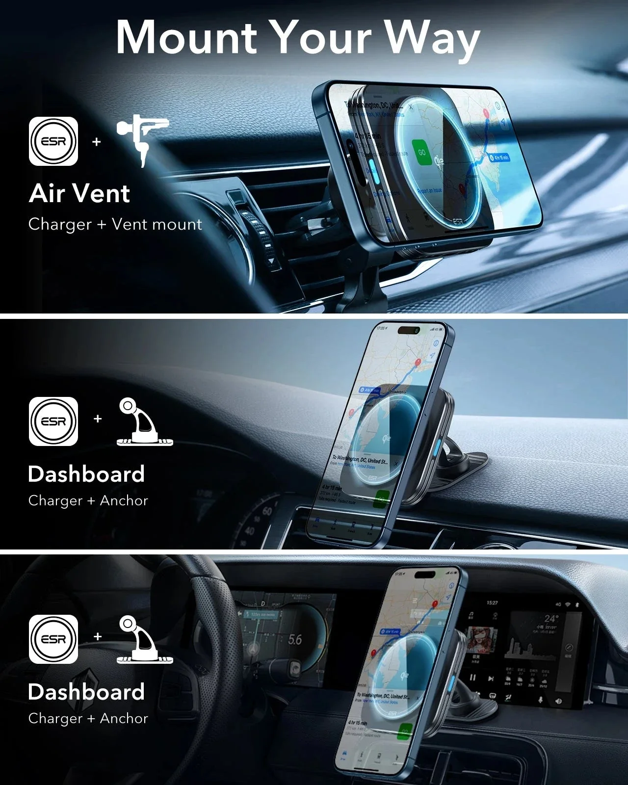 15W Magnetic Wireless Car Charger(Halolock) - Black - Image 10