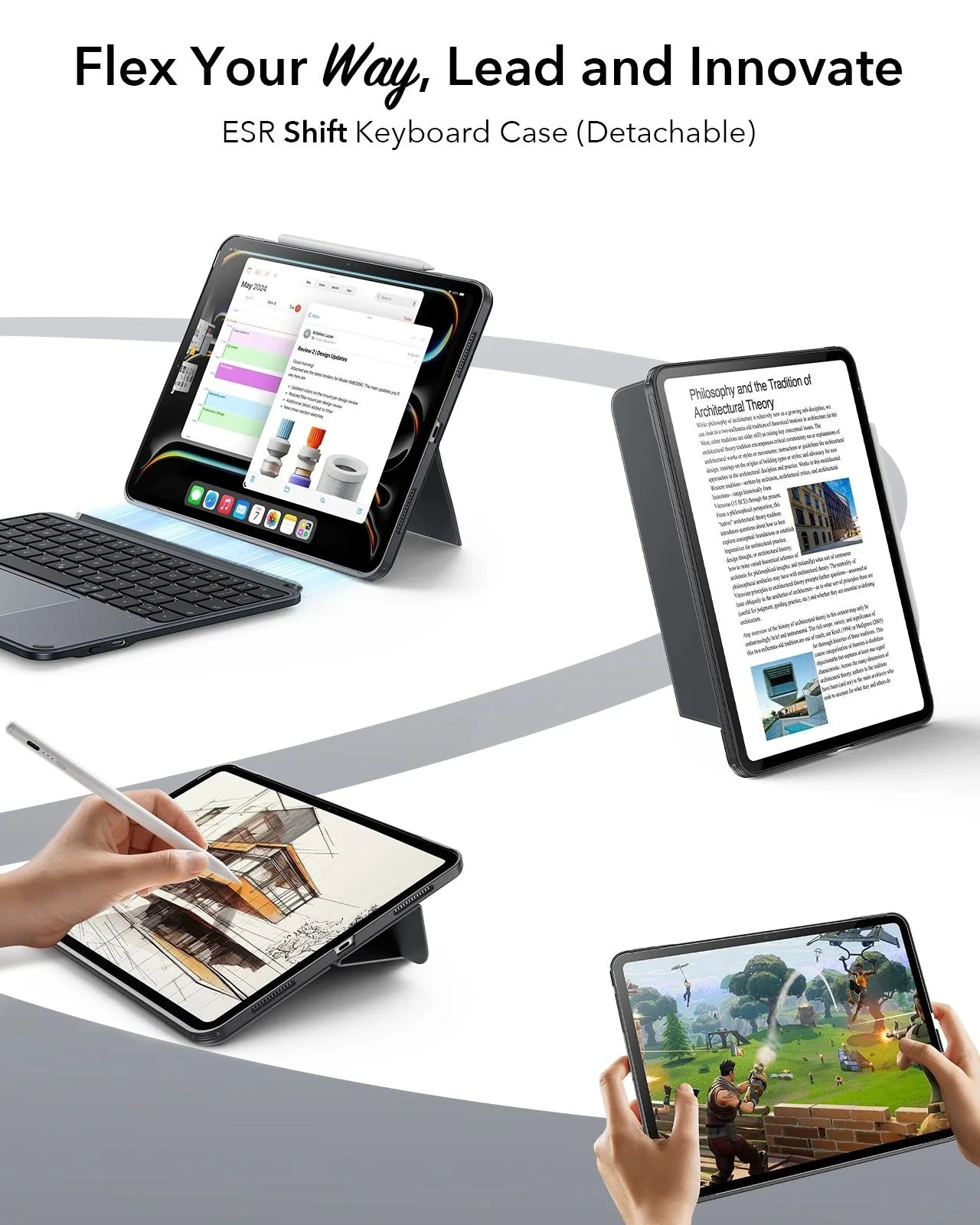 iPad 10th Gen 2022 Shift Keyboard Case (Detachable) -US Layout-Dark Gray - Image 4