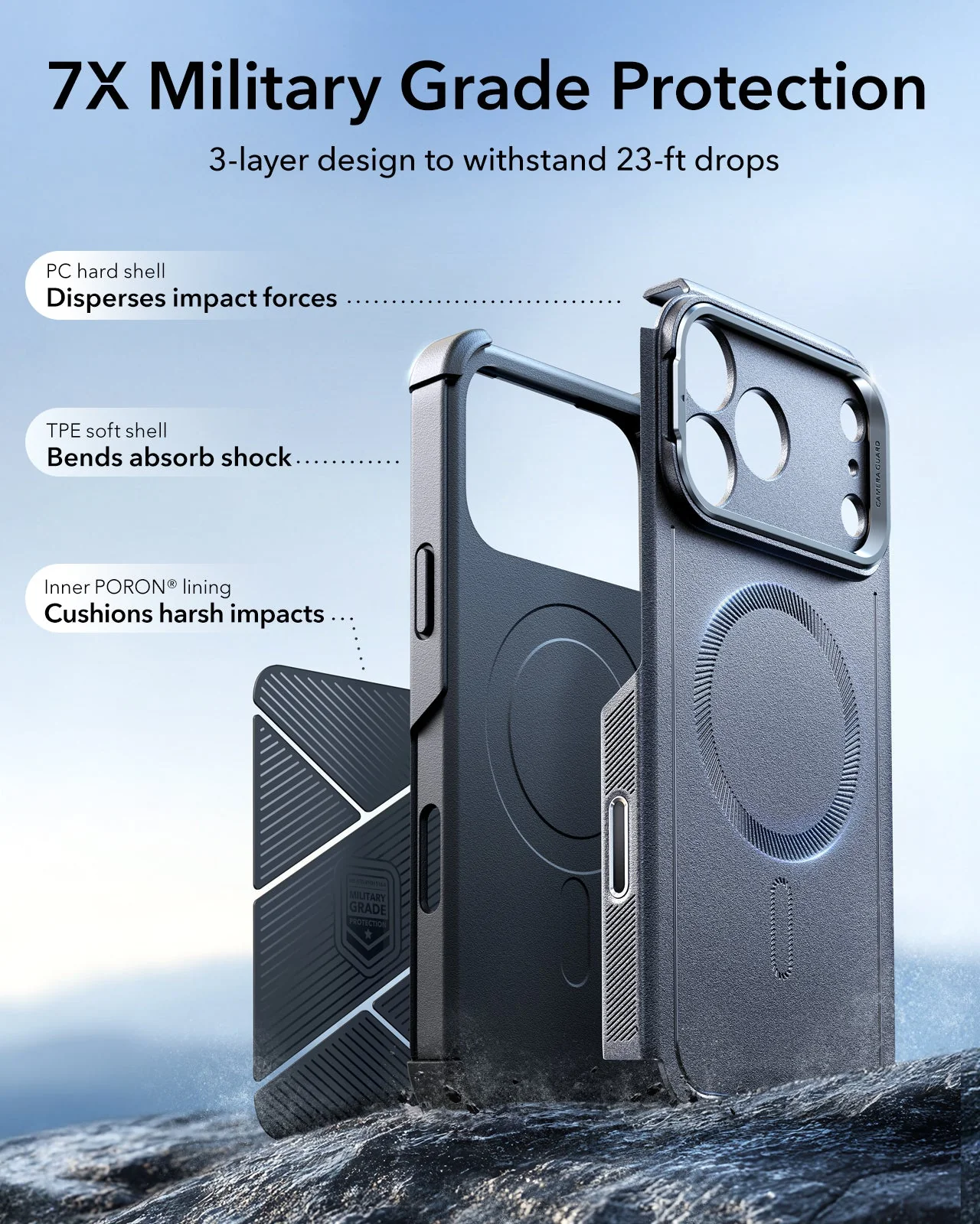 iPhone 17 Pro Bundle Cyber Tough Magnetic Case (Camera Control, Stash Stand) and Armorite Screen Protector - Space Gray - Image 4