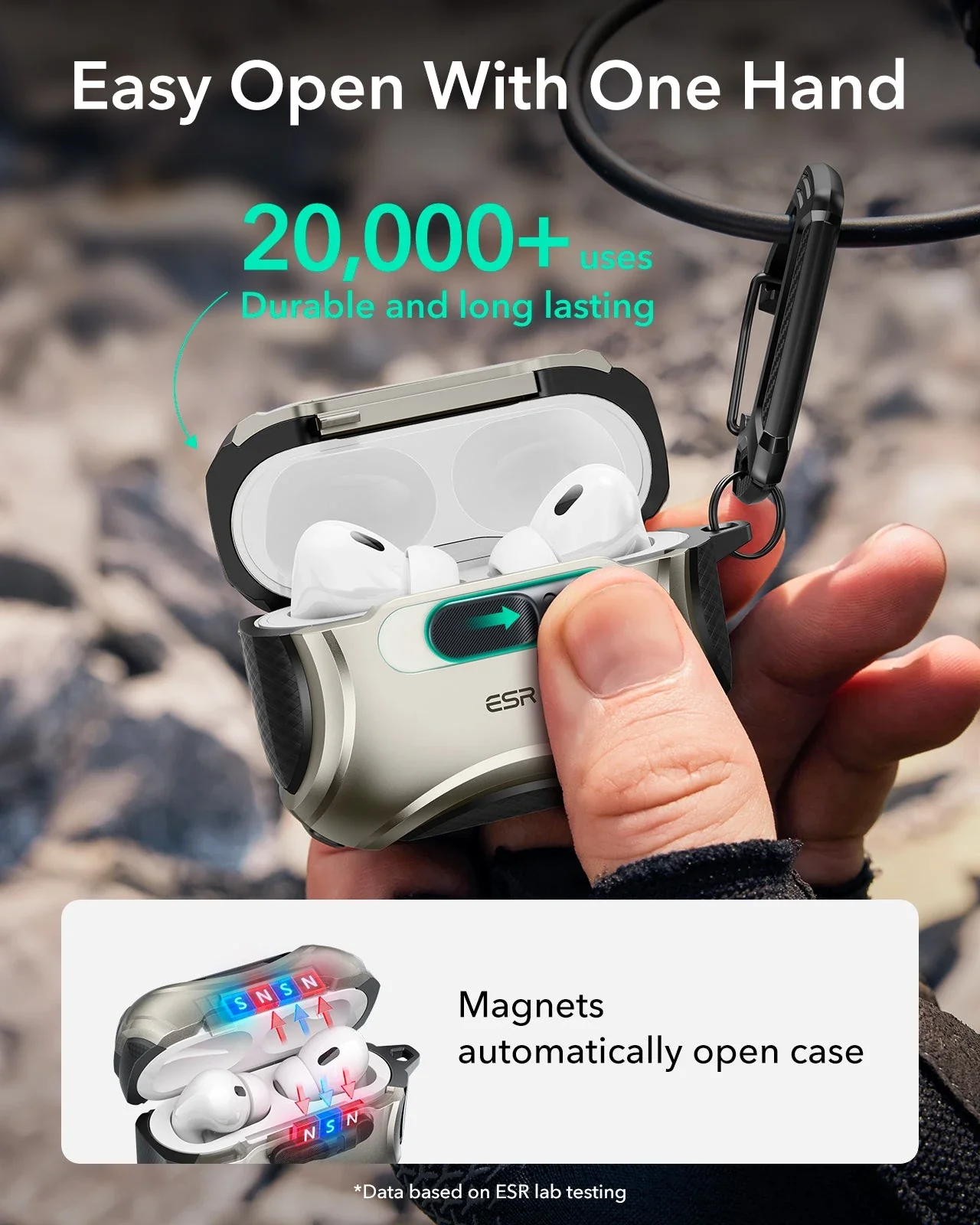 AirPods Pro 3 Cyber FlickLock Magnetic Case - Titanium - Image 5