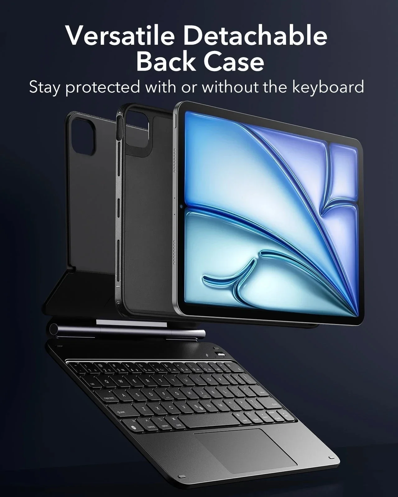 iPad Air 11” (2025) Rebound Magnetic Keyboard Case 360 Pencil Bundle-US Layout-Black - Image 4